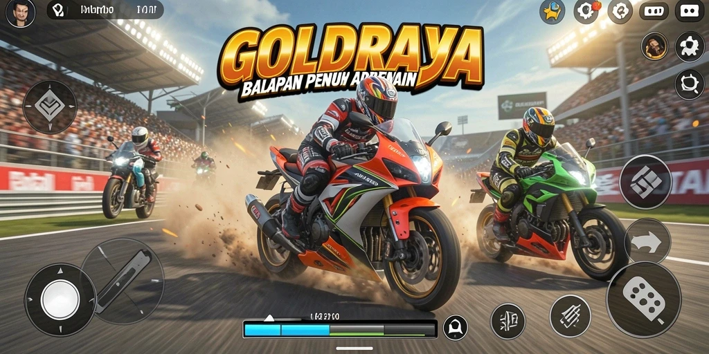 GOLDRAJA - Gameplay balapan motor yang mendebarkan dan penuh aksi.