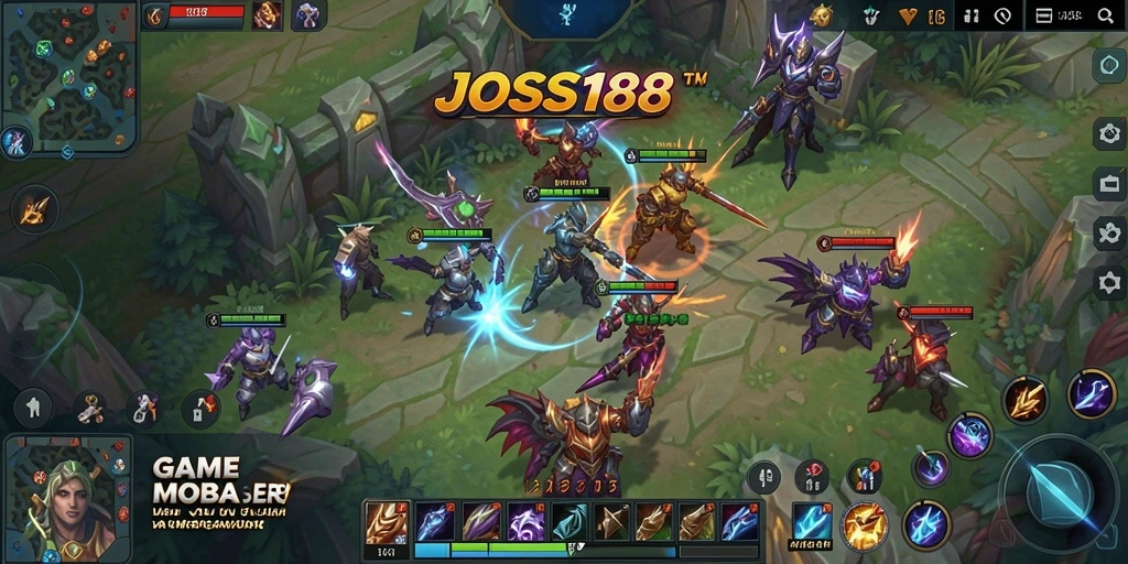 Tampilan gameplay JOSS188 yang menegangkan dan penuh aksi MOBA.
