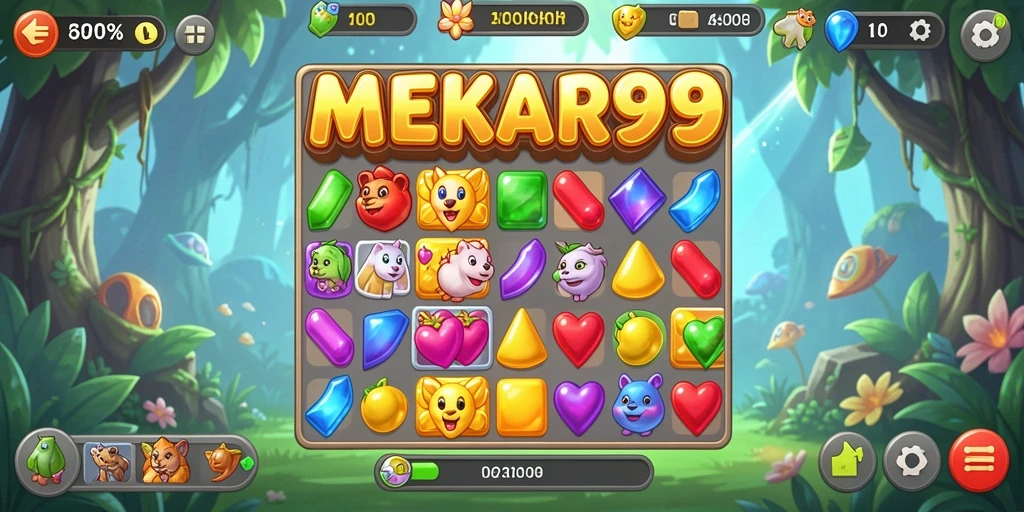 Skrinsut gameplay <strong>MEKAR99</strong> saat mencocokkan item dalam tantangan seru.