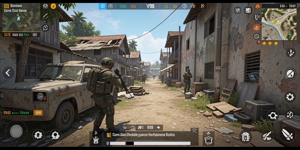 Tampilan gameplay V98 yang realistis dan mendalam.